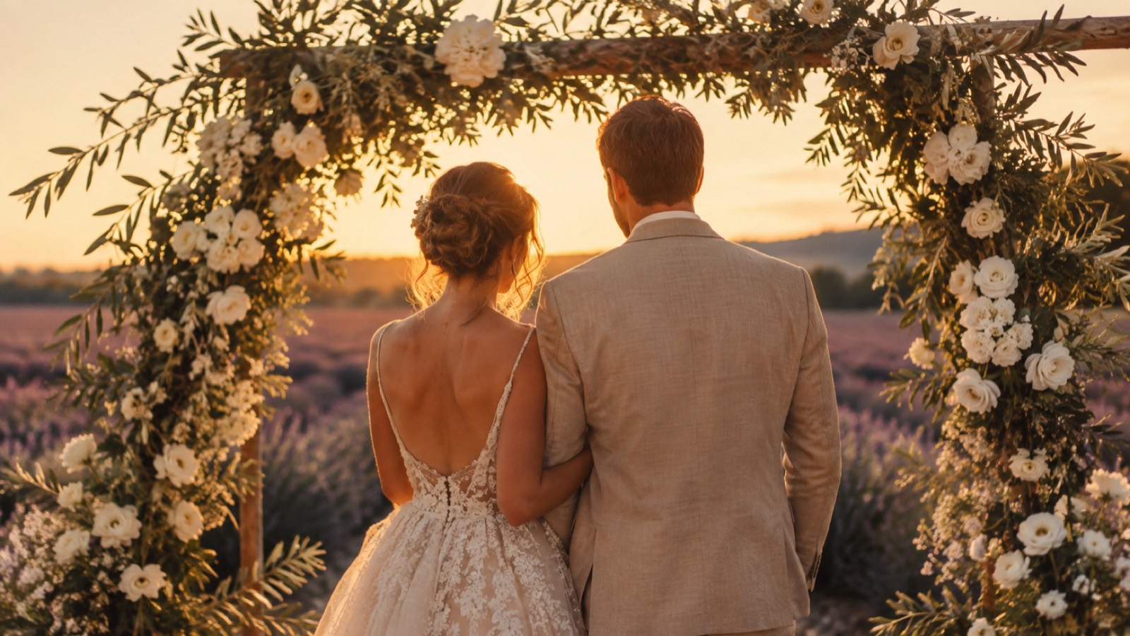 A married couple at golden hour